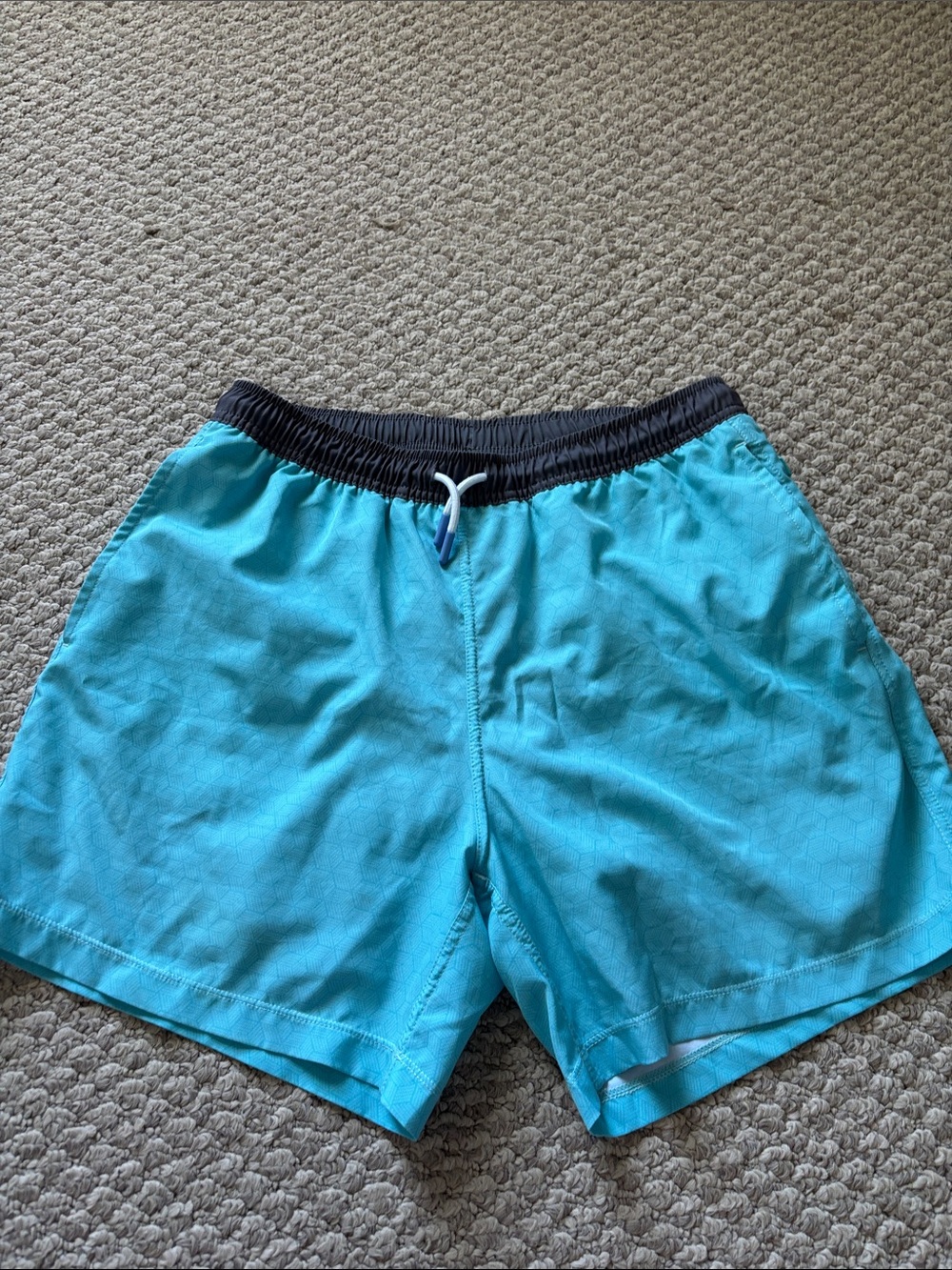 Men's Aqua Blue Swim Shorts with Contrast Waistband